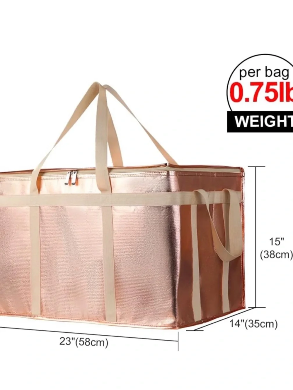 NIP Bodaon Insulated Delivery Bag,Hot/Cold,Large Capacity,Reusable,Gold Color